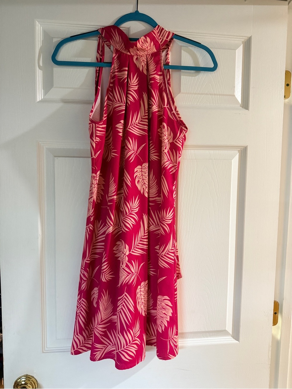 Pink Tropical Halter Dress